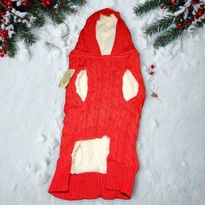 Bond & Co Red Knit Dog Sweater - L